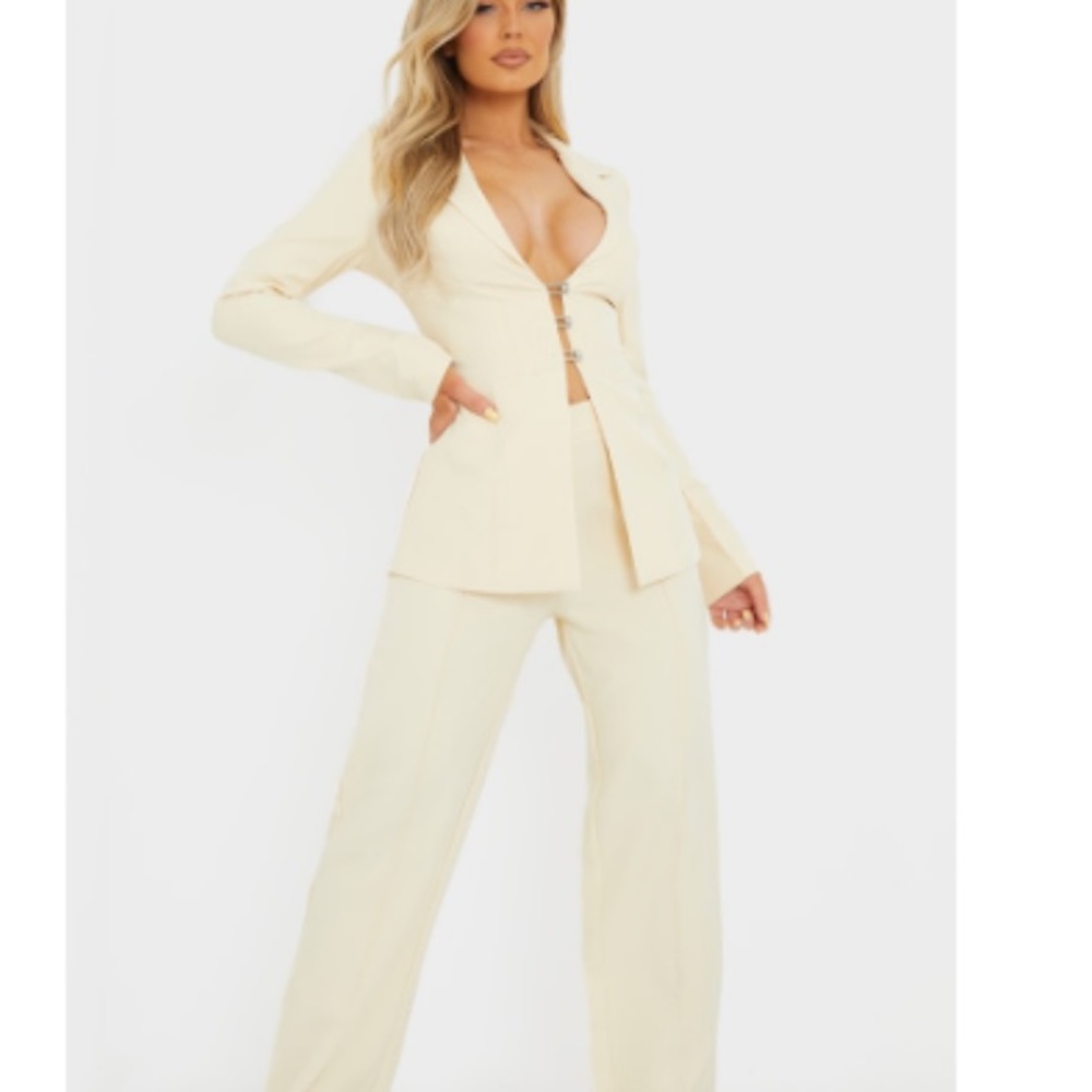 CREAM Fitted Lace Up Back Blazer and high waist pants pretty little thing